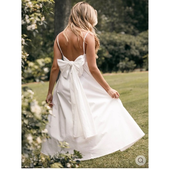 Petal & Pup Dresses & Skirts - Petal & Pup Alice Bow Back Midi Dress Cotton White size XL NWT